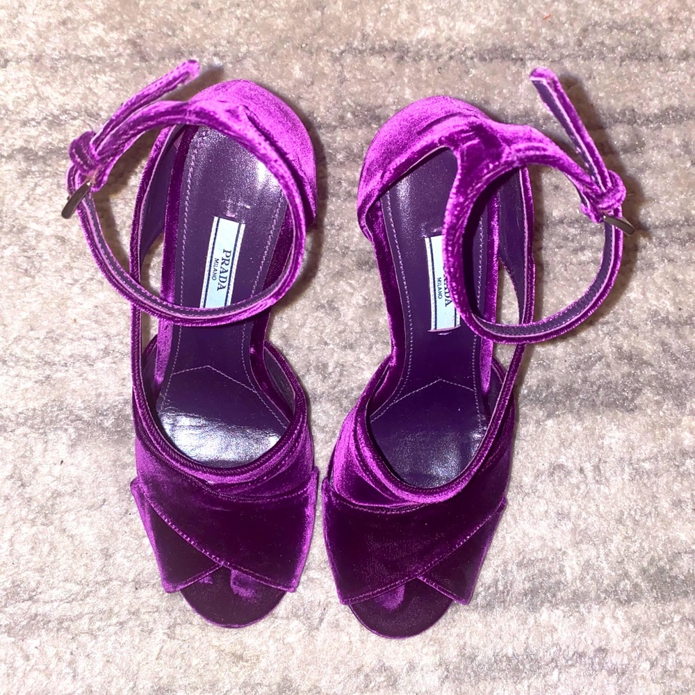 Prada purple velvet strappy slingback sandals IT38 - Picture 3 of 4